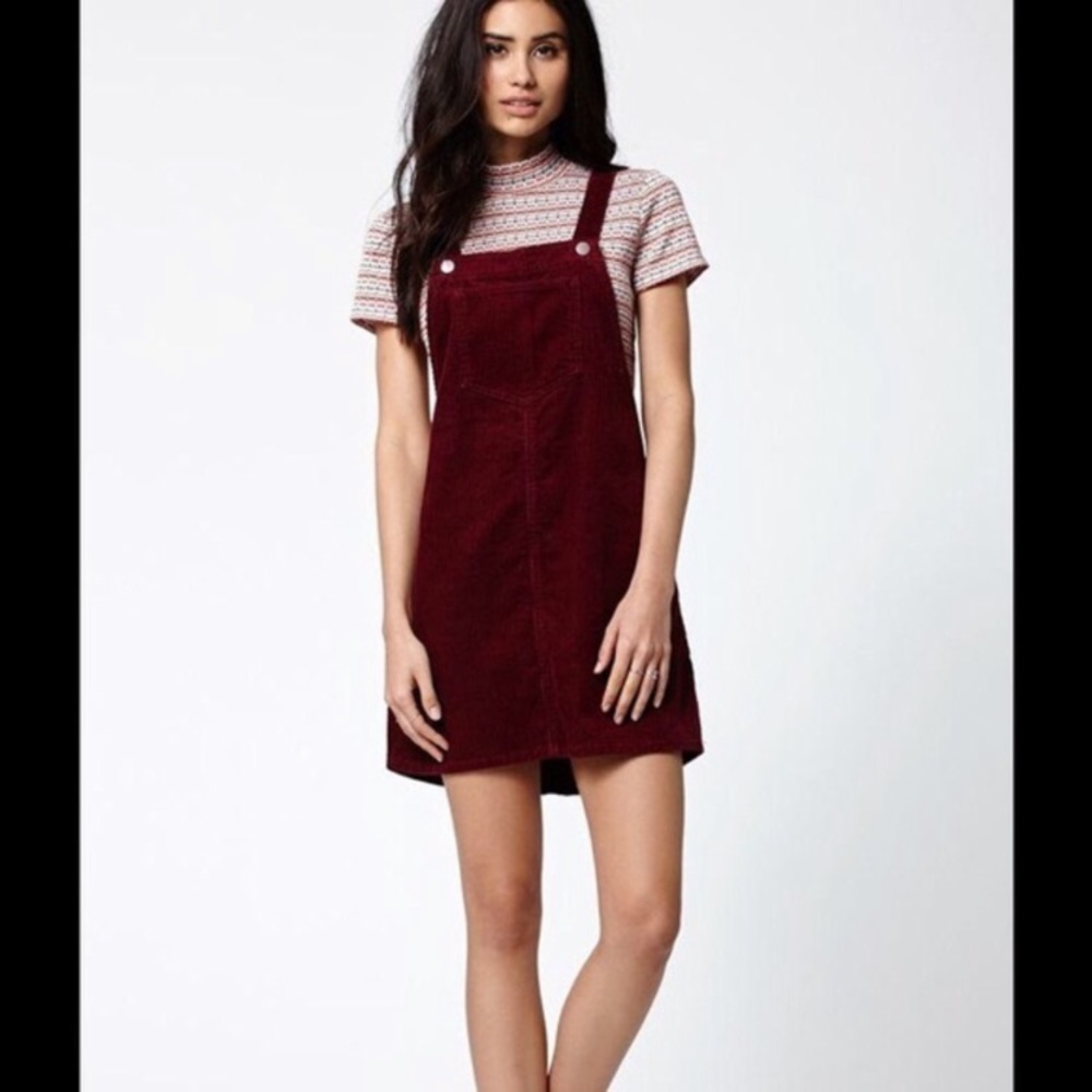 Kendall + Kylie Burgundy Corduroy Overall Dress
